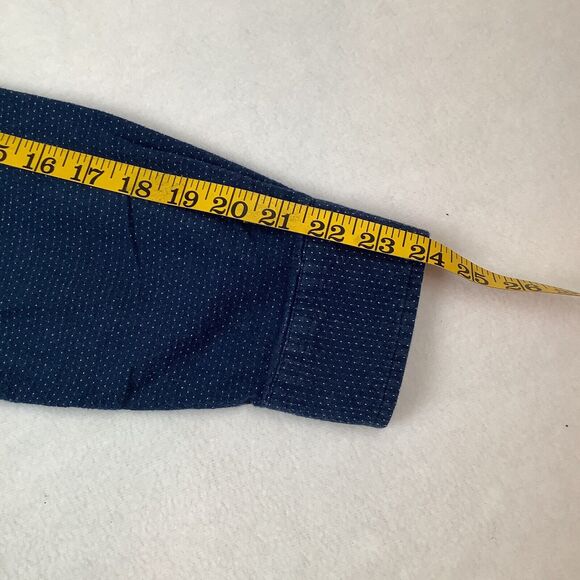 American Eagle Men’s Large Shirt Long Sleeve Button Up Down Navy Blue Prep Fit - Picture 9 of 11